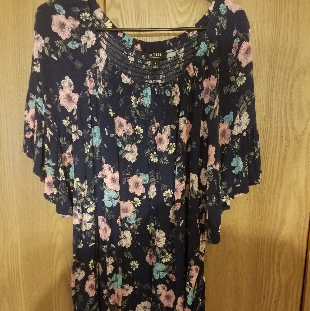 Navy floral patterned top